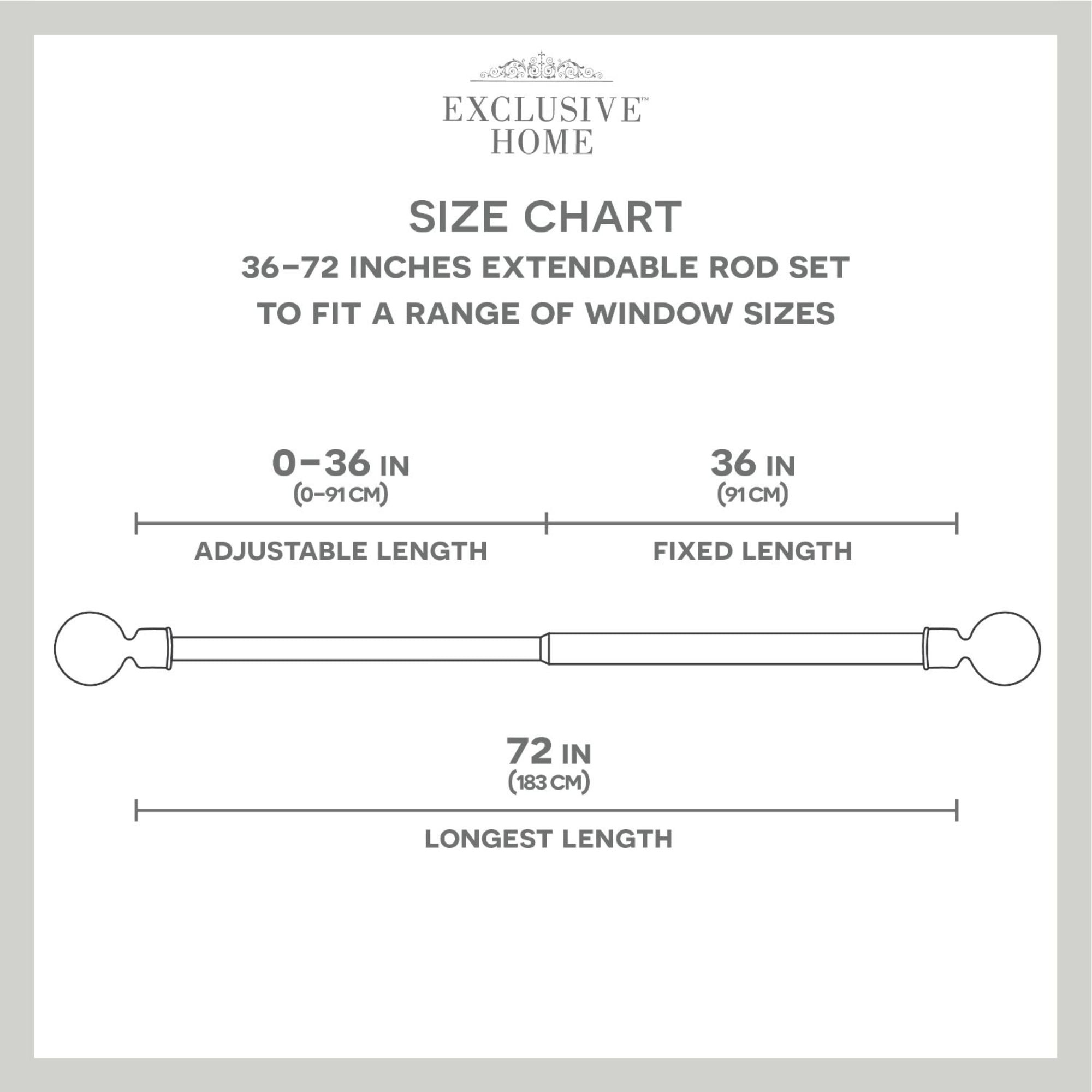 Exclusive Home Loran 1" Window Curtain Rod and Finial Set, Adjustable 36"-72", Oil Rubbed Bronze