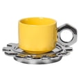 thumbnail image 1 of Taza de café de cerámica con posavasos, taza para café con leche, taza creativa para espresso Amarillo, 1 of 9