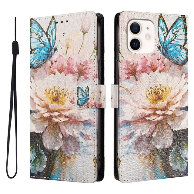 FOXDOCK Funda Tipo Cartera para iPhone 12 Mini con Soporte y Correa – Diseño de Patrones Lindos