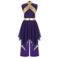 thumbnail image 7 of iiniim Girls Metallic Sleeveless Irregular Liturgical Praise Dance Dress with Wide Leg Pants Set Worship Dancewear Purple 6, 7 of 7