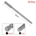 thumbnail image 2 of 10 piezas 100mm 1/4" Vástago Hexagonal T20 Brocas de Destornillador Torx S2 Acero de Alta Aleación, 2 of 4