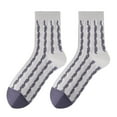 thumbnail image 2 of FAZVAOO Womens Socks Cotton Crew Long Comfortable Fashion Solid Ribbed Socks Gray, 2 of 3