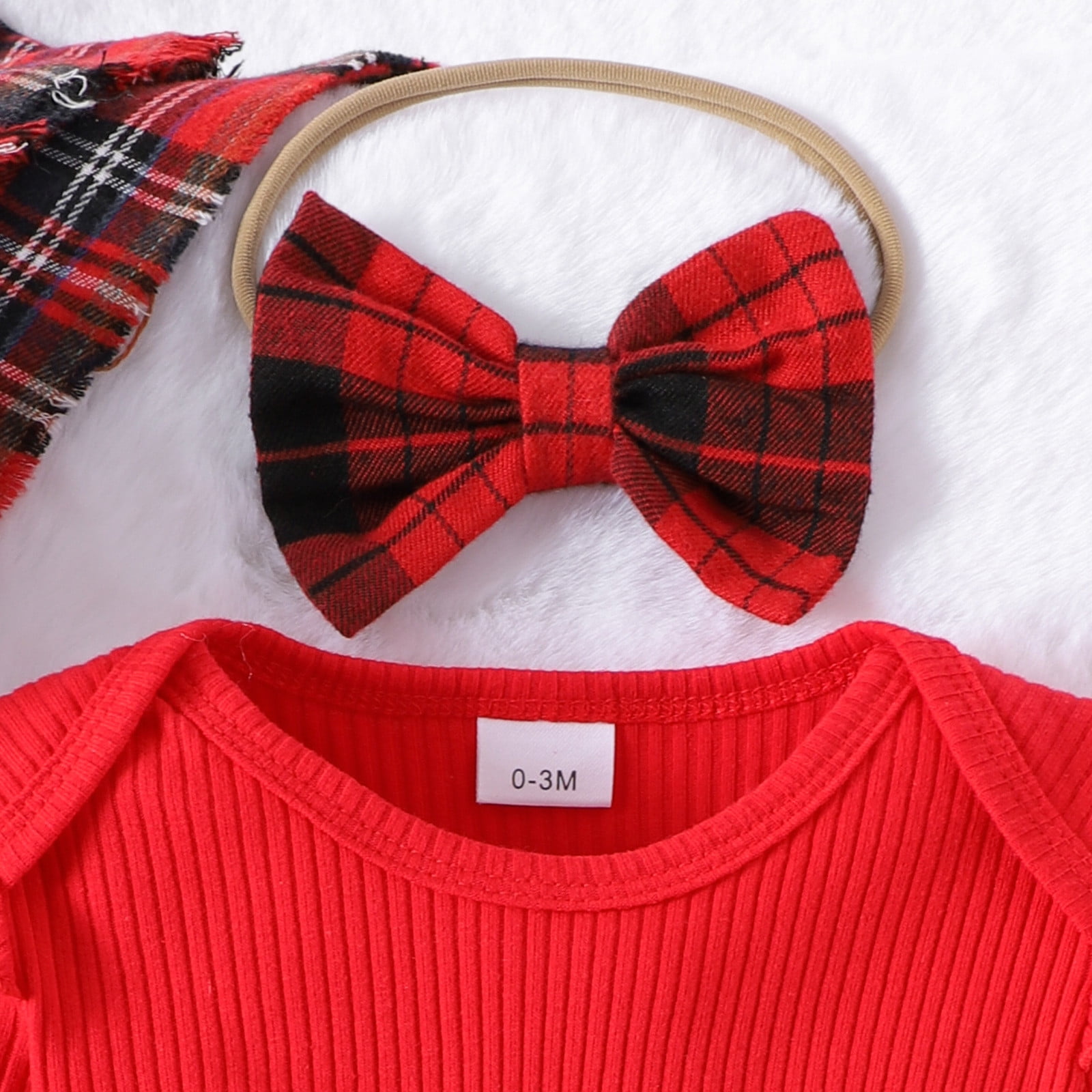 Gaexia Baby Girl Sets 6-9 Months Baby Girl Thanksgiving Outfit Bodysuit+Tutu Skirt+Headband Clothes Set Christmas Clothes,Z01-Red,6-9 Months