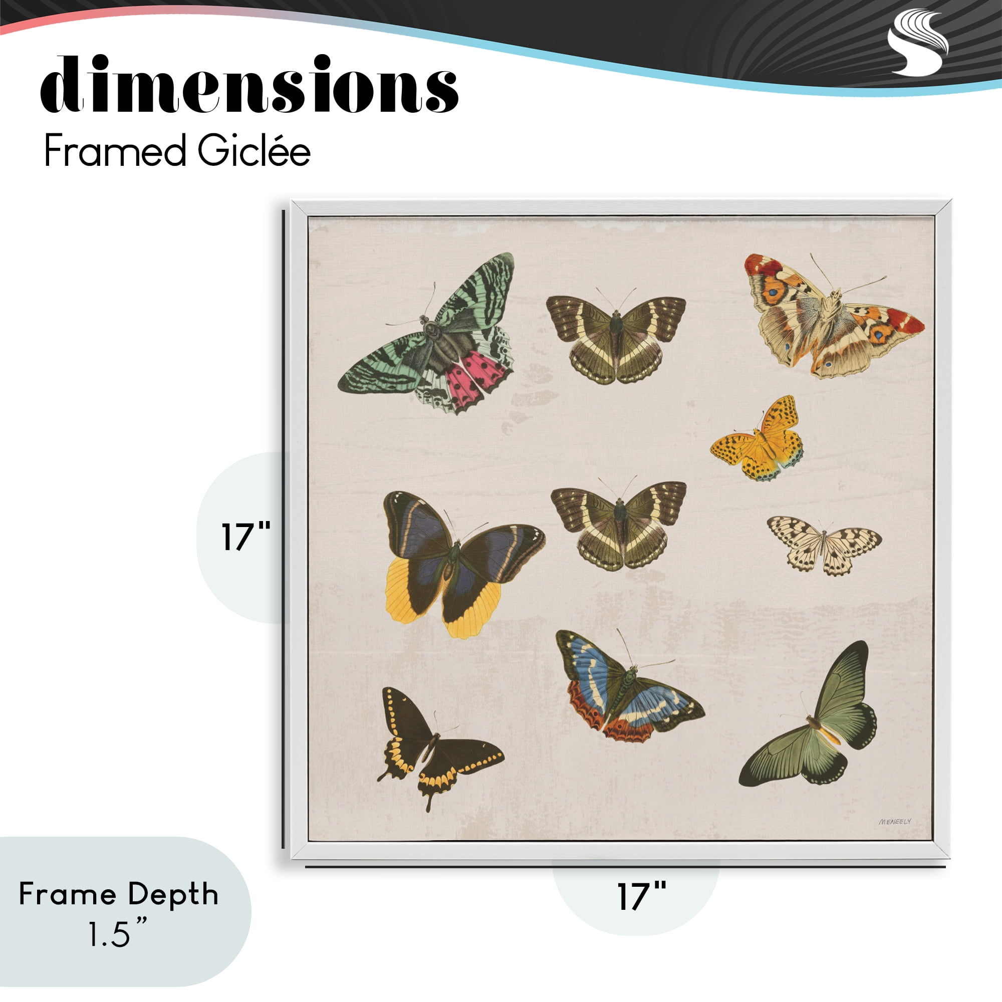 Stupell Industries Antique Butterfly Flight White Framed Giclee Art, design by Dan Meneely