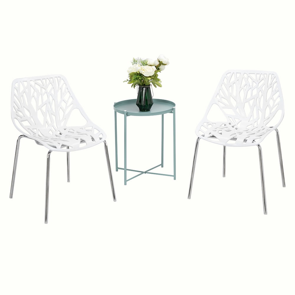Ktaxon Dining Chairs (Set of 4)  Modern Nest Style Lounge Chairs Kid-Friendly Birch Chairs, Stackable Modern Chair white