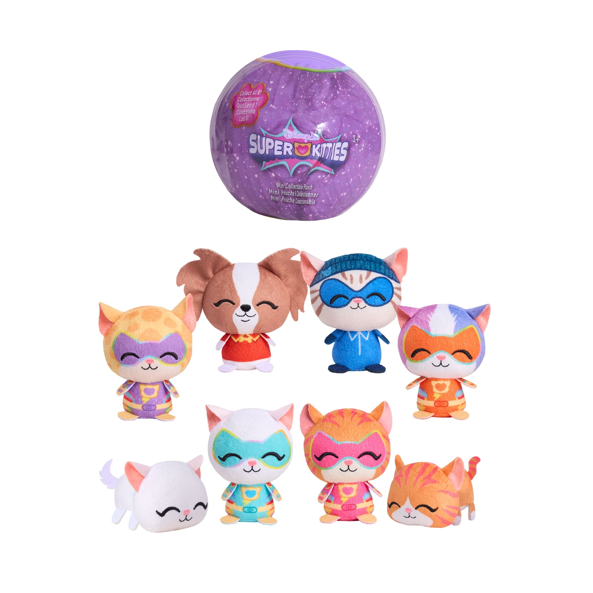 Disney Junior SuperKitties Mini Collectible Capsule Plush, Mystery 3.5-inch Stuffed Animal , Ages 3+