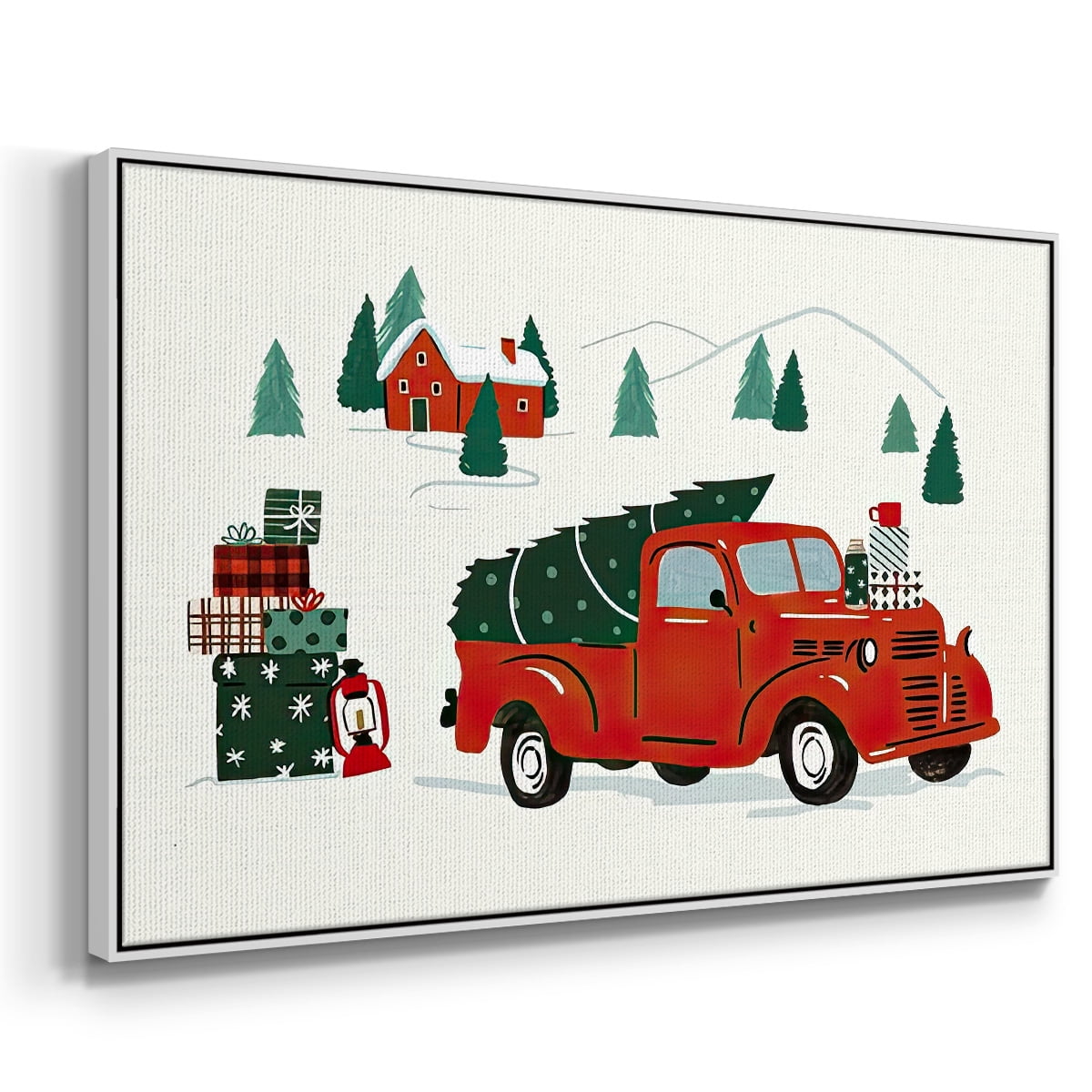 Going to Grandmas Collection A - Framed Gallery Wrapped Holiday Canvas - 25 x 37 - White Frame