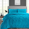 thumbnail image 1 of Dee's Collection Oversized King Size 3 Psc Microfiber Duvet Cover Pinch -Turquoise Blue, 1 of 6