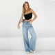 thumbnail image 4 of Gibobby Jeans dama cintura alta Pantalones rectos de pierna suelta para mujer Pantalones de pierna para trapear Pantalones anchos Pantalones(Azul oscuro,G), 4 of 5