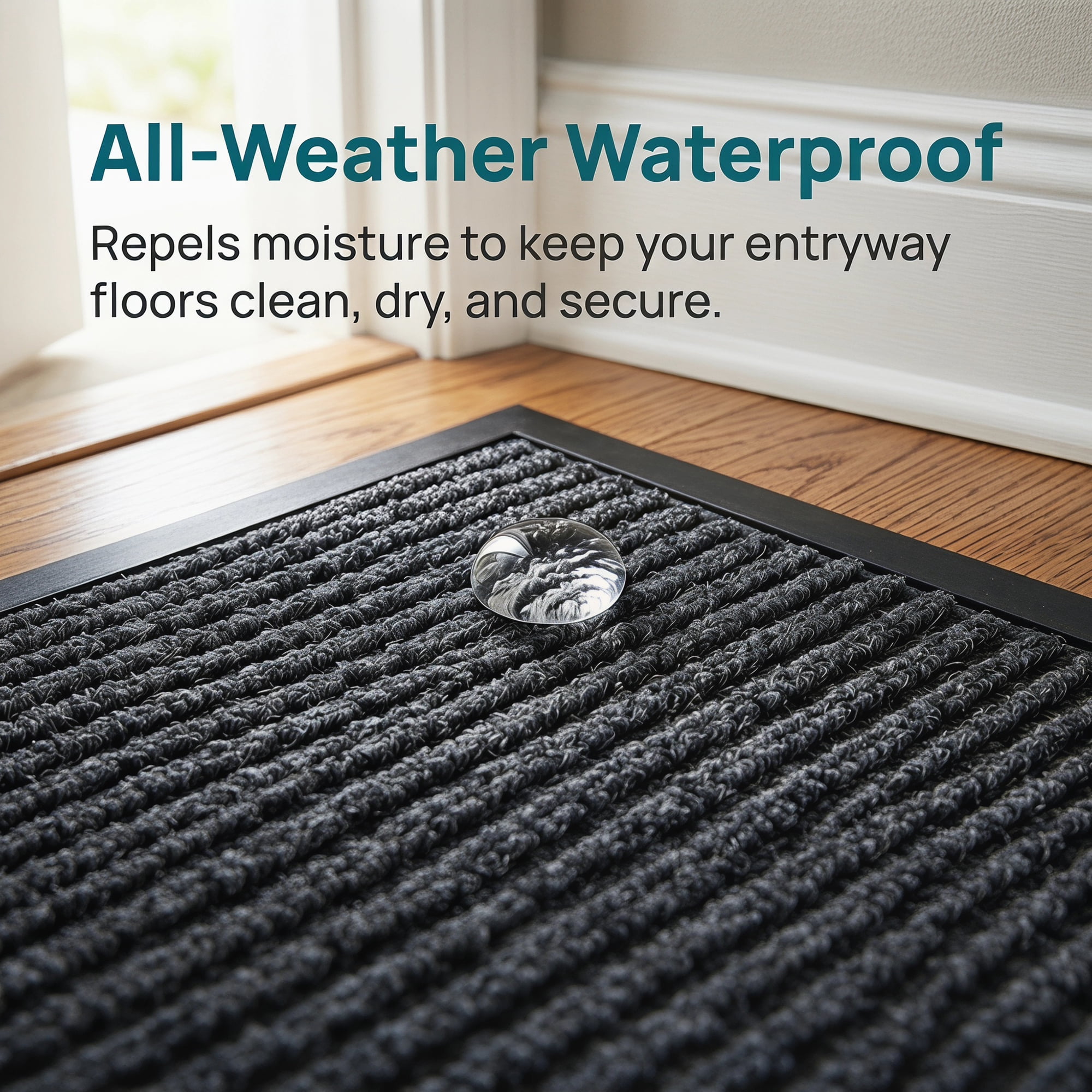 Unique Bargains Waterproof Non-Slip Geometric Scraper Mat Grey Stripe 30" x 18"