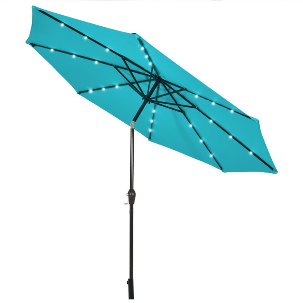 Resenkos Outdoor Garden Umbrella,Market Umbrella,10 Feet Outdoor Patio Umbrella with Bright Solar LED Lights-Turquoise