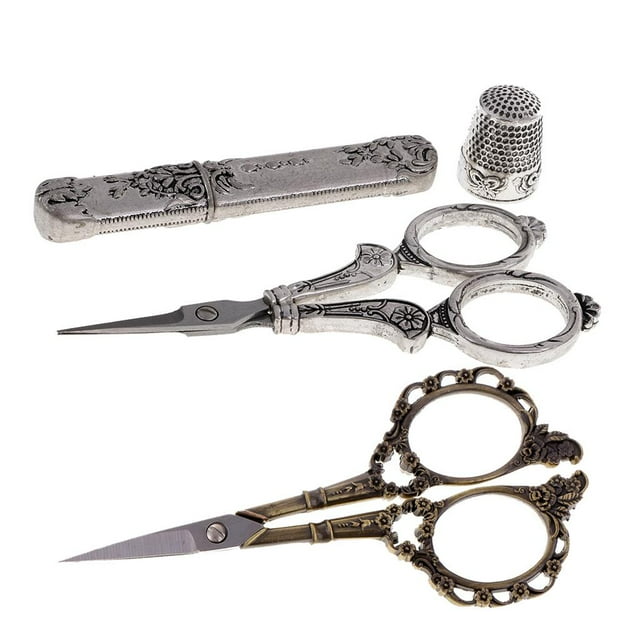 de Herramientas de Costura de 4 Piezas de Herramientas de Costura Incluye Tijeras de , Estuche de Agujas de Dedal para Acol Zulema Tijeras de costura vintage