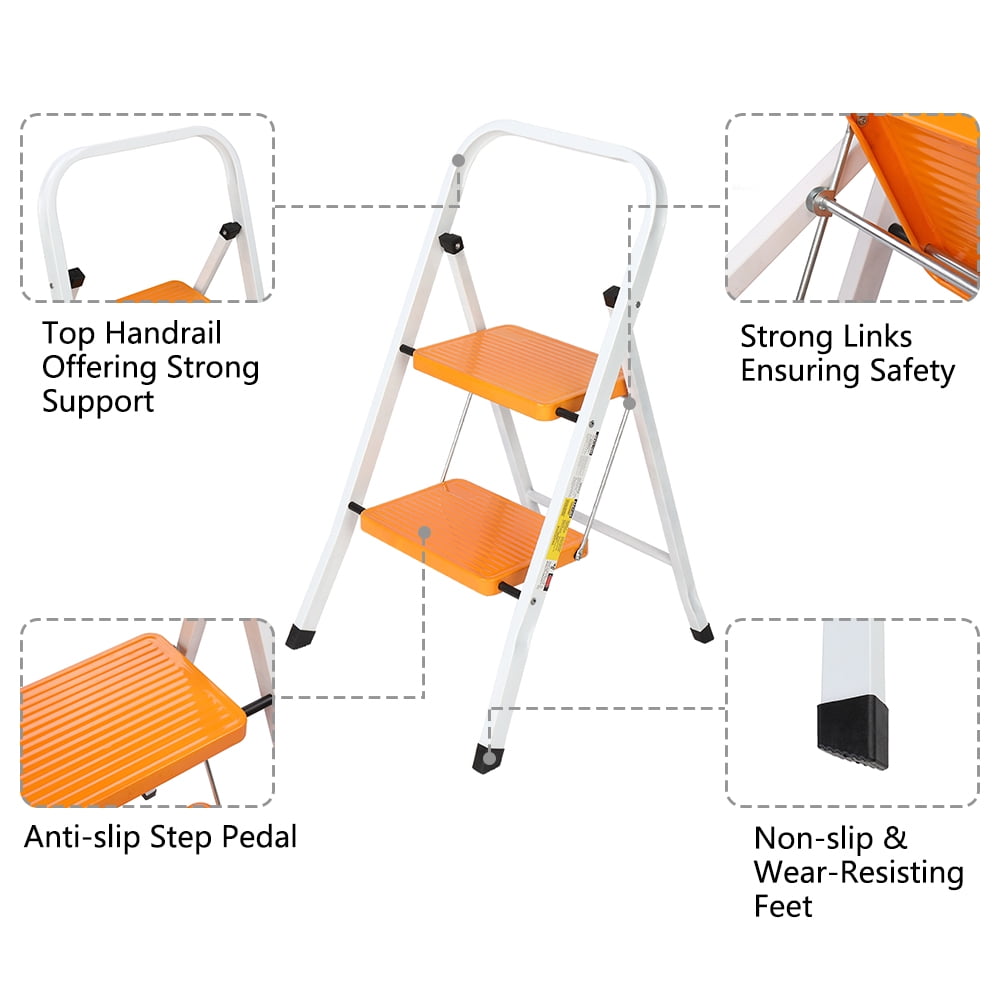 Private Jungle 2 Step Ladder Portable Step Stool with Handgrip Anti-Slip and Wide Pedal Sturdy Steel Ladder Multi-Use for Home,Garden and Office Private Jungle 2 Step Ladder Portable Step Stool with Handgrip Anti-Slip and Wide Pedal Sturdy Steel Ladder Multi-Use for Home,Garden and Office