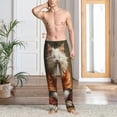 thumbnail image 2 of Fuzoiu Haystack Meditating Cat Print Men's Pajama Pants,Lounge Pants for Men,Lounge PJ Bottoms,Sleepwear Pants with Drawstring Pockets -XX-Large, 2 of 6