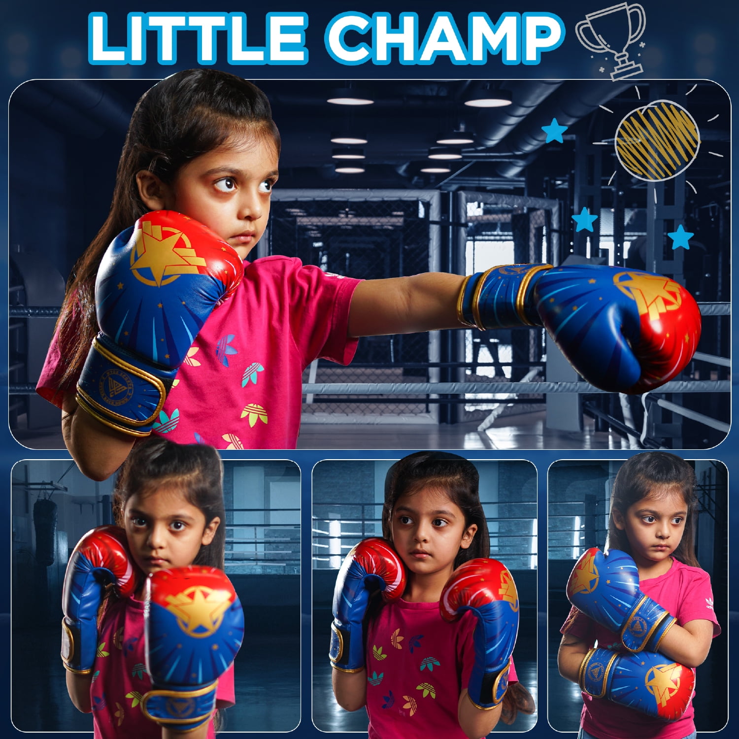 WYOX 6oz Kids Boxing Gloves – Golden Star | Kids Training, MMA, Kickboxing, Sparring, Punching & Strength