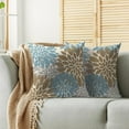 thumbnail image 2 of Light Brown Blue Pillow Covers 20X20 Inch Set of 2, Spring Summer Floral Dahlia Flower Cream Decorative Throw Pillow Covers Outdoor Modern Farmhouse Cushion Case for Home Couch Sofa Bed Decor, 2 of 5