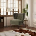 thumbnail image 3 of Miniyam Sherpa Boucle Accent Chair with Wooden Legs,Round Upholstered Armless Chair for Small Spaces,Reading Chair,Green, 3 of 12