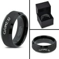 thumbnail image 4 of Tungsten Gamer Typography Writing Band Ring 8mm Men Women Comfort Fit Black Beveled Edge Brushed Polished, 4 of 4