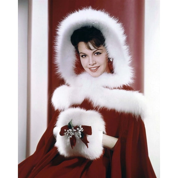 Annette Funicello looks cute in red Santa cape & fur trimmed hood 4x6 photo