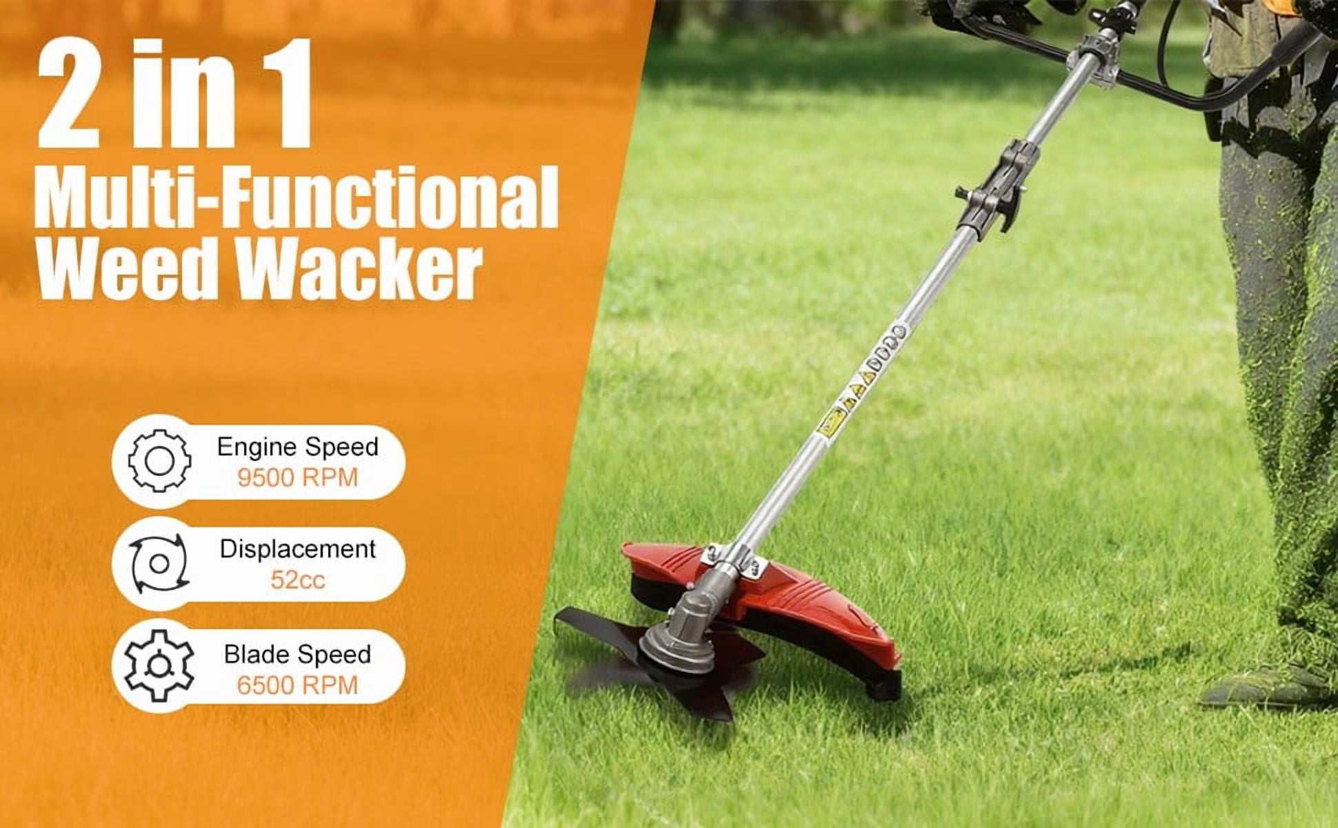 Seipouy 52cc 2-Stroke Gas Weed Wacker | 2-in-1 Cordless Gas Lawn Mower | 2.2KW/8500RPM String Trimmer | for Villa Garden Community Lawn Park