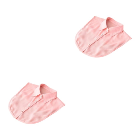 Qarigey Mujeres diseño simple Color sólido cuello falso niñas Formal gasa falsa media camisa desmontable solapa decoración accesorio punto rosa 2piezas