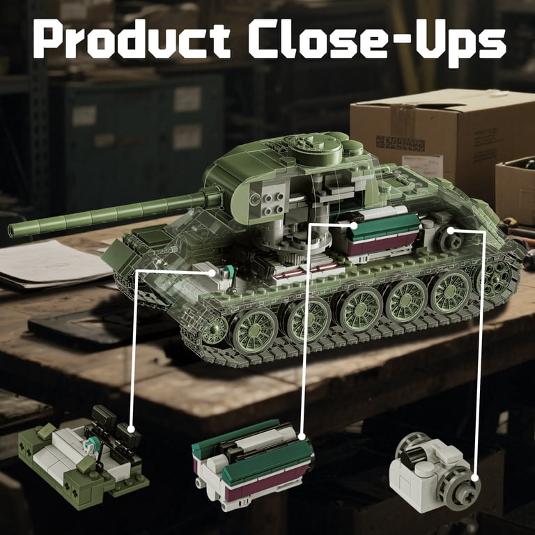 GZBrick T34-85 Medium Tank Building Sets WW2 Military Toy for