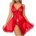 thumbnail image 2 of uublik Sleep Wear Set For Women Valentine's Day Bodysuit V Neck Nightgown Nightwear Sleepwear Red, 2 of 5