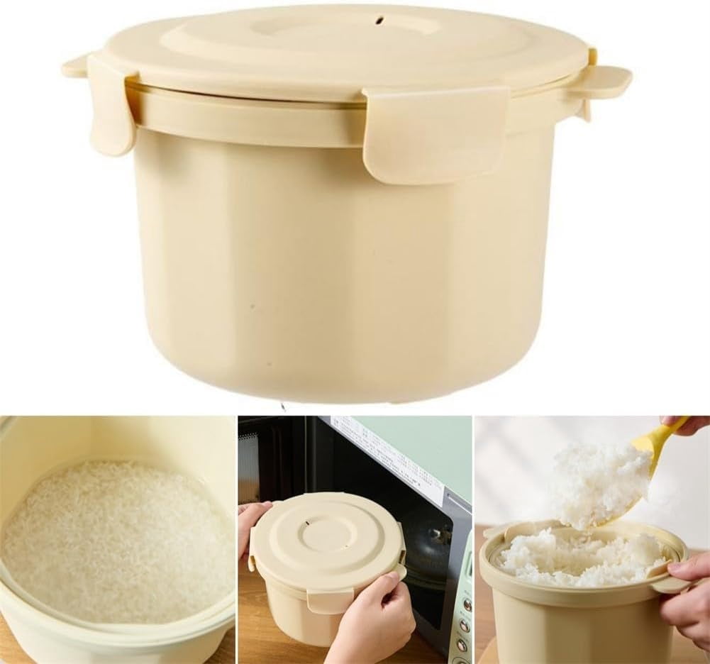 ABPETE Microwave Rice Cooker And Steamer Pot With Steam Circulation For Even Cooking Of Rice, Pasta, And Vegetables, Portable Design For Travel And Easy Maintenance