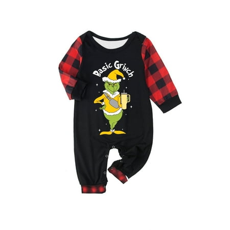 

Clearance! Grinch Family Matching Christmas Pajamas Set Long-Sleeved Letter Print Round Neck T shirt Tops + Plaid Pattern Trousers Sleepwear Outfits Baby: 18 Months #006Gn