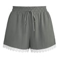 thumbnail image 7 of Sevevn Women's Casual Lace Trim Shorts Elastic Waist Drawstring Loose Comfy Shorts with Pockets Gray L, 7 of 7