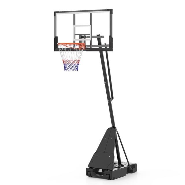 48 Inches Portable Adjustable Basketball Hoop System – Outdoor Shatterproof Backboard – Height 4.92-10FT – Mobile Base with Wheels – Great for Teens & Adults – Backyard and Court Use