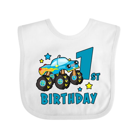 Inktastic 1st Birthday Monster Truck Boys Baby Bib