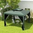 thumbnail image 2 of Outsunny Abri 10'x10 Pieds avec Moustiquaire et Toit à Double Niveau, Vert, 2 of 10
