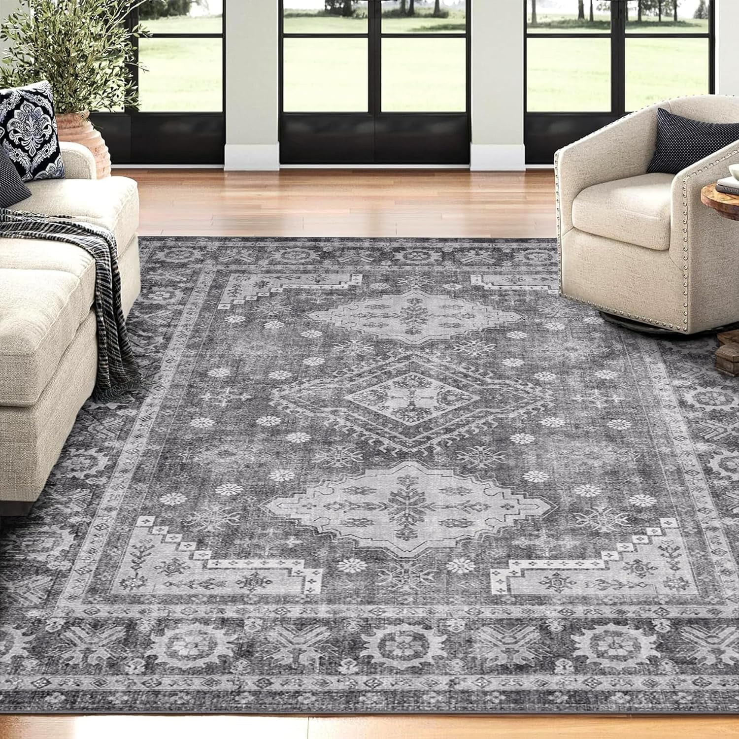 Oriental Diamond Pattern Rug - Stone Color 120×170 – KANADEMONO