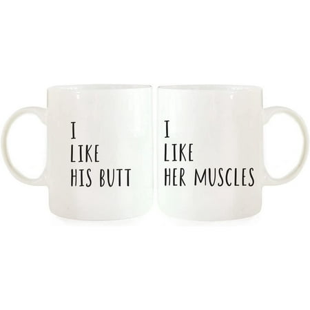 

11oz. Ceramic Coffee Mugs Valentine s Day Wedding Anniversary Couples Gift I Like His Butt I Like Her Muscles 1-Pack Long Distance Gift Ideas