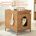 thumbnail image 6 of Woven Cat Litter Box Enclosure & House – 2-in-1 Hidden Furniture, Metal Frame – 20.5" x 18.5" x 23.23", 88 LBS – Bedroom – Mat & Scoop, Brown, 6 of 8