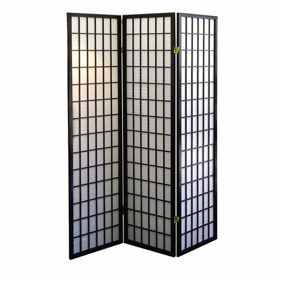 ORE International 3-Panel Room Divider - Natural-Finish:Black