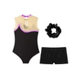 thumbnail image 3 of Aislor Kids Girls Gymnastics Ballet Dance Leotards with Active Shorts Hair Band Yoga Training Tracksuits Purple 8, 3 of 7