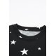 thumbnail image 3 of ABPHQTO Top negro de manga larga con estampado de estrellas y cuello redondo Give A Little Love para mujer, 3 of 5