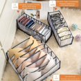 thumbnail image 5 of Organizador de ropa interior de 3 juegos, organizador de cajones plegable para sujetadores, calcetines, corbatas, sujetadores, caja con compartimentos para guardar ropa interior (gris), 5 of 5