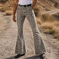 thumbnail image 2 of CUSTG Men Leisure Trousers Leopard Print Bootcut Flare Denim Jeans Mid Rise Button Zip Waist Pocket Vintage Streetwear Everyday Travel Outdoor Adventures Trousers, 2 of 5