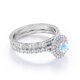 thumbnail image 3 of JeenMata Anillo de Estilo Eduardiano Piedra Lunar Azul Redonda de 1,75 Quilates y Moissanita: Juego de Anillos de Boda con Halo Doble Pavé: Baño de Oro Blanco de 18 K sobre Plata, 3 of 6