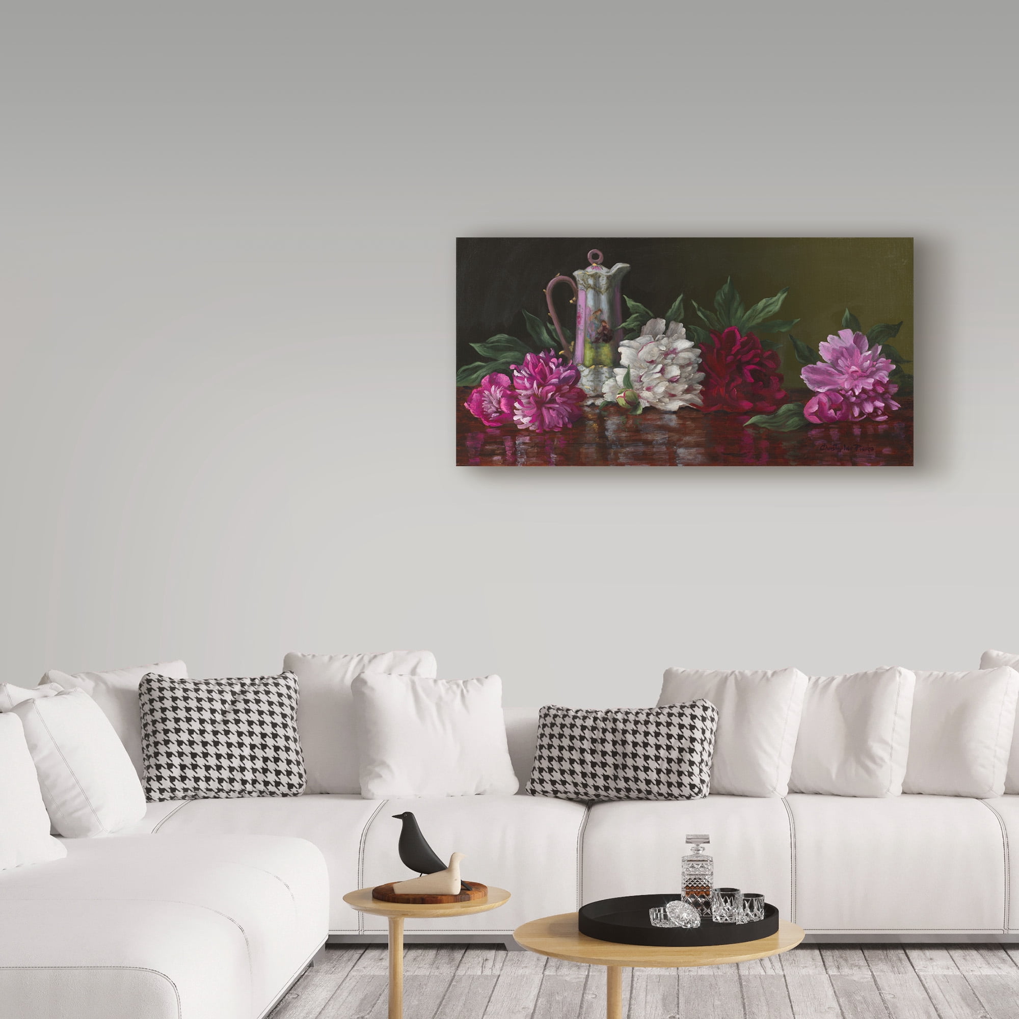 Trademark Fine Art 'Peonies And Tea' Canvas Art by Christopher Pierce