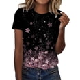 thumbnail image 1 of Gibobby Playera de Manga Corta con Cuello Redondo Camiseta de mujer Camiseta con estampado de galaxia azul Manga corta Diario de semana Básico Cuello redondo abstrac(Rosa,XL), 1 of 4