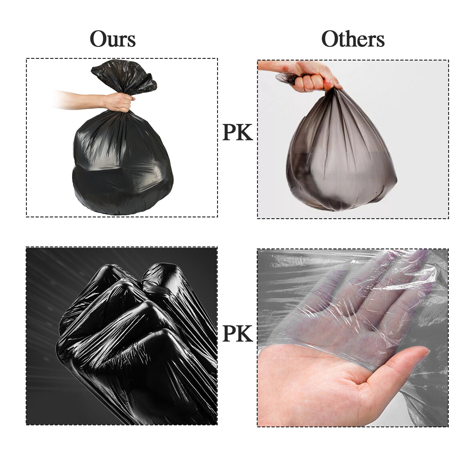 45 Gallon Trash Bags 3 MIL 25PCS Large Heavy Duty Garbage Rubbish Bags Black
