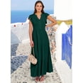 thumbnail image 3 of ANRABESS Womens Summer Maxi Dress V Neck Ruffle Sleeve Flowy Tiered Boho Casual Beach Vacation Sundress with Pockets, 3 of 9