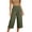 Army Green, variant on Women's High Waisted Elastic Wide Leg Cropped Capri Pants with Button Decorated Patch Pockets for Summer Casual Daily Vacation Wear
