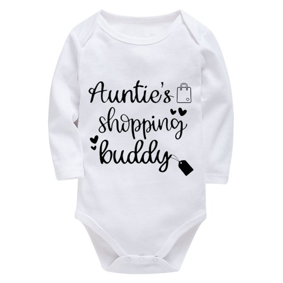 Auntie's Shopping Buddy Baby Outfits Girl Long Sleeve Going Home Outfit Baby Boy Newborn White Baby Onesie 0-3 Months