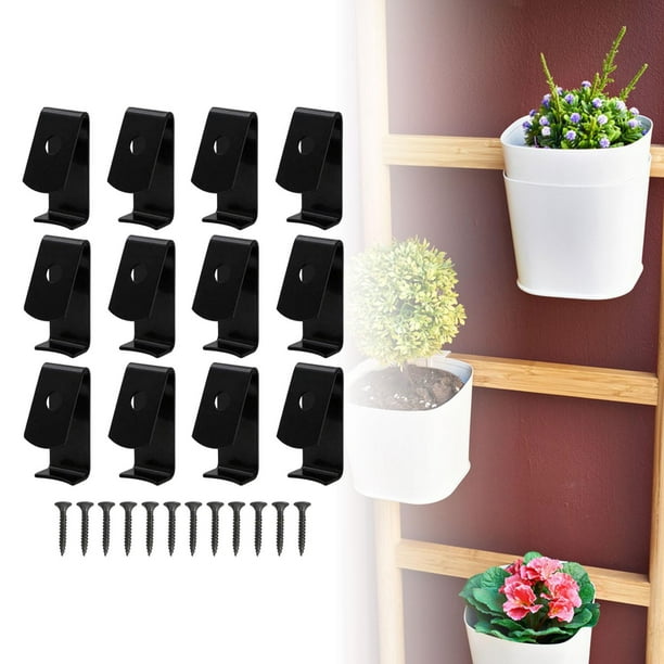 12x Clips para macetas, gancho de pared para exteriores, colgadores con pestillo para macetas, gancho duradero Negro Cola Clips para macetas