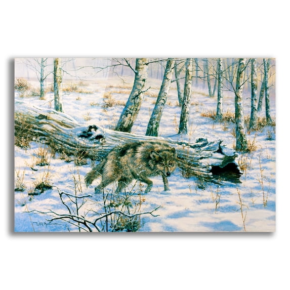 Epic Art 'Snow Wolf' by Bill Makinson, Acrylic Glass Wall Art, 24"x16"